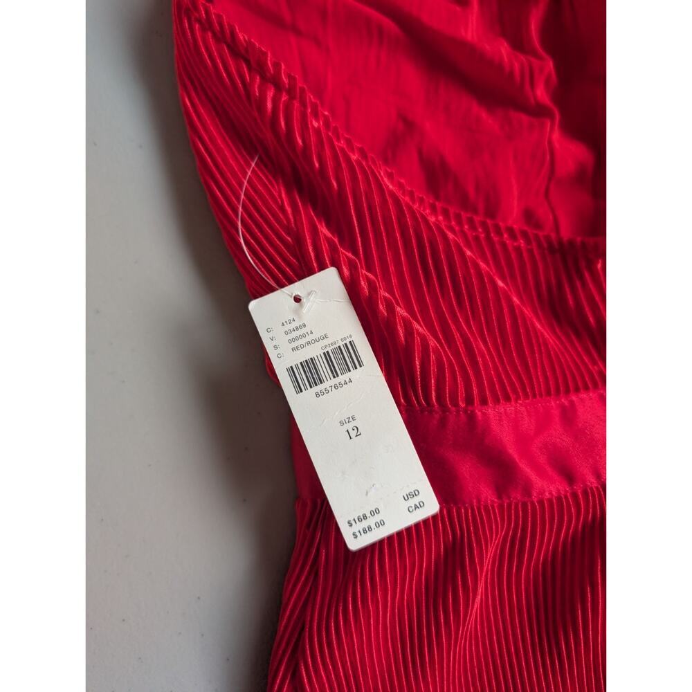 NWT By Anthropologie Plisse Pleated Open Back Halter Jumpsuit Size 12 Red MD455 - Picture 6 of 10
